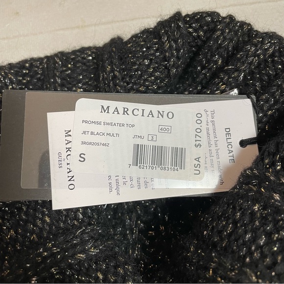 NWT New $170 Guess Marciano Wool Blend Black Made In Italy Sweater Size S - Picture 7 of 15